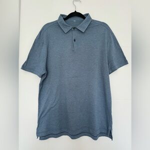 Men’s large Lululemon Polo blue heathered  Short Sleeve Logo Active Men’s large